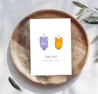 Geboortekaart Dubbel Geluk Tweeling Rompers van Adams Arts