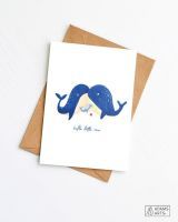 Geboortekaart Hello little one Walvissen van Adams Arts