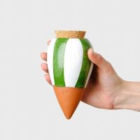 Pepin Olla Groen Wit Gestreept watergeefsysteem keramiek