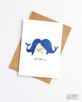 Geboortekaart Hello little one Walvissen van Adams Arts