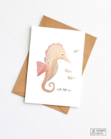 Geboortekaart Hello little one Zeepaardje van Adams Arts