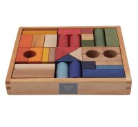 Wooden Story Houten Blokken in bak XL Regenboog 30 stuks