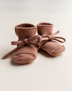 Hvid booties wollen slofjes Terracotta