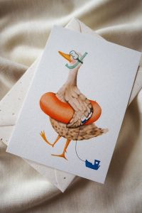 Kaart Eend met zwemband van Getekenddoorzusje