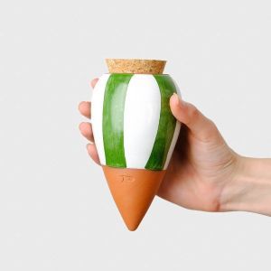 Pepin Olla Groen Wit Gestreept watergeefsysteem keramiek