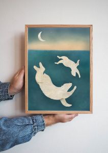 Poster Duikende Ijsberen van Getekenddoorzusje