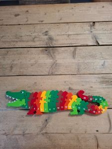 Tweedehands houten getallenpuzzel Krokodil