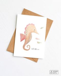 Geboortekaart Hello little one Zeepaardje van Adams Arts