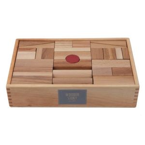 Wooden Story Houten Blokken in bak XL Naturel 63 stuks