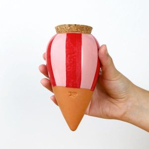 Pepin Olla Rood Roze Gestreept watergeefsysteem keramiek